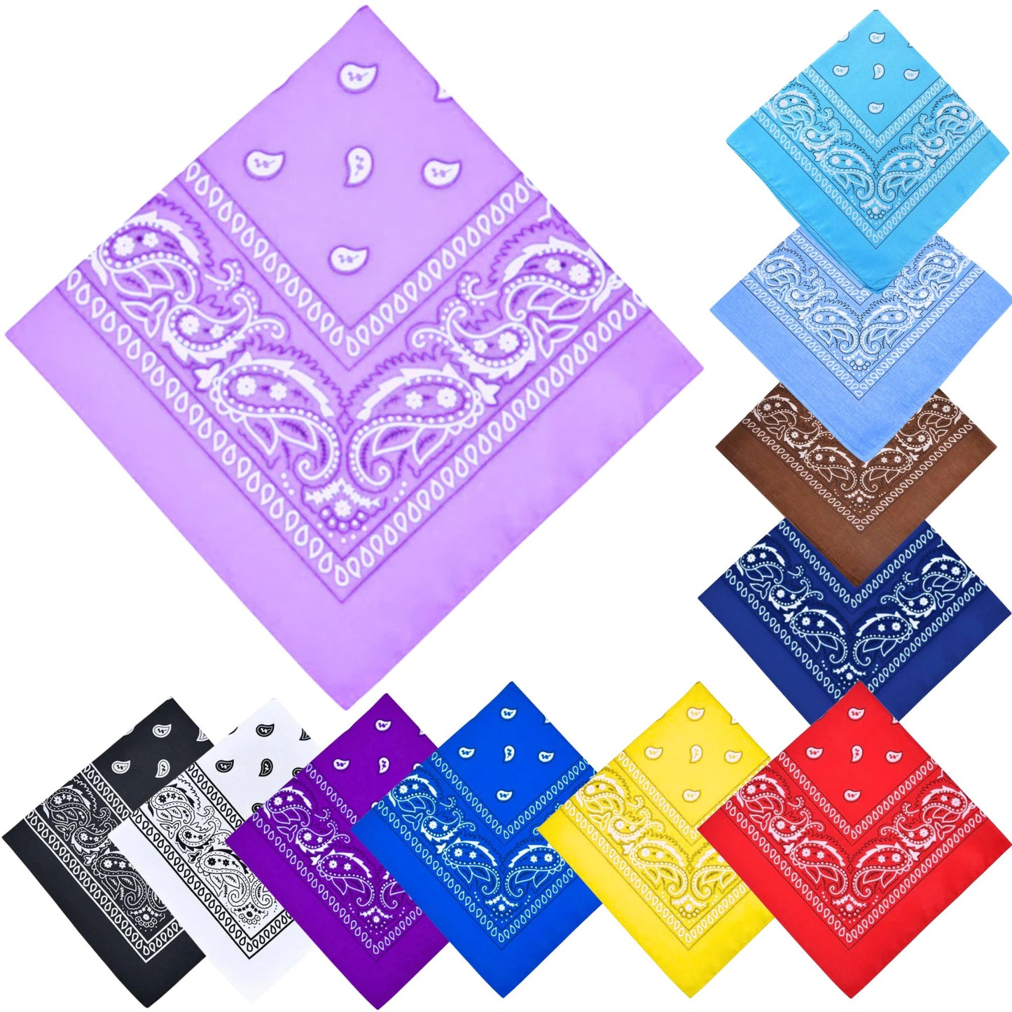 Unisex  Paisley Pattern 100% Cotton Bandana Head or Neck Scarf: 1 Pack