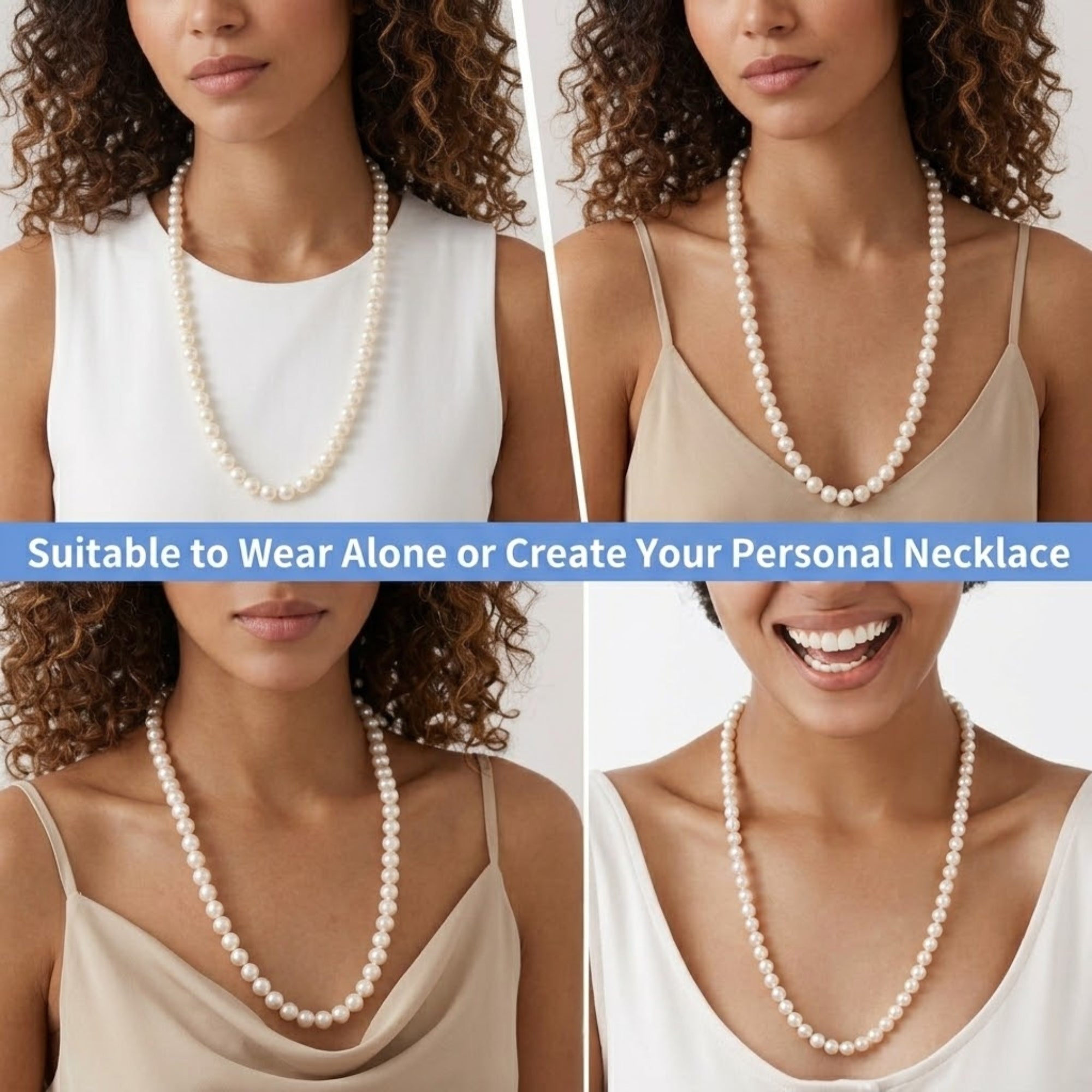 30" Classic Cultured Shell Pearl Strand Elegant Women Necklace lifestyle use image