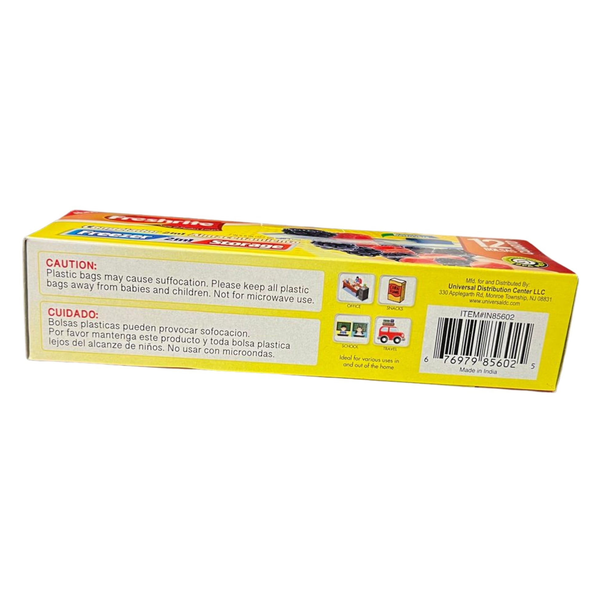 Yellow box with red label on a white background