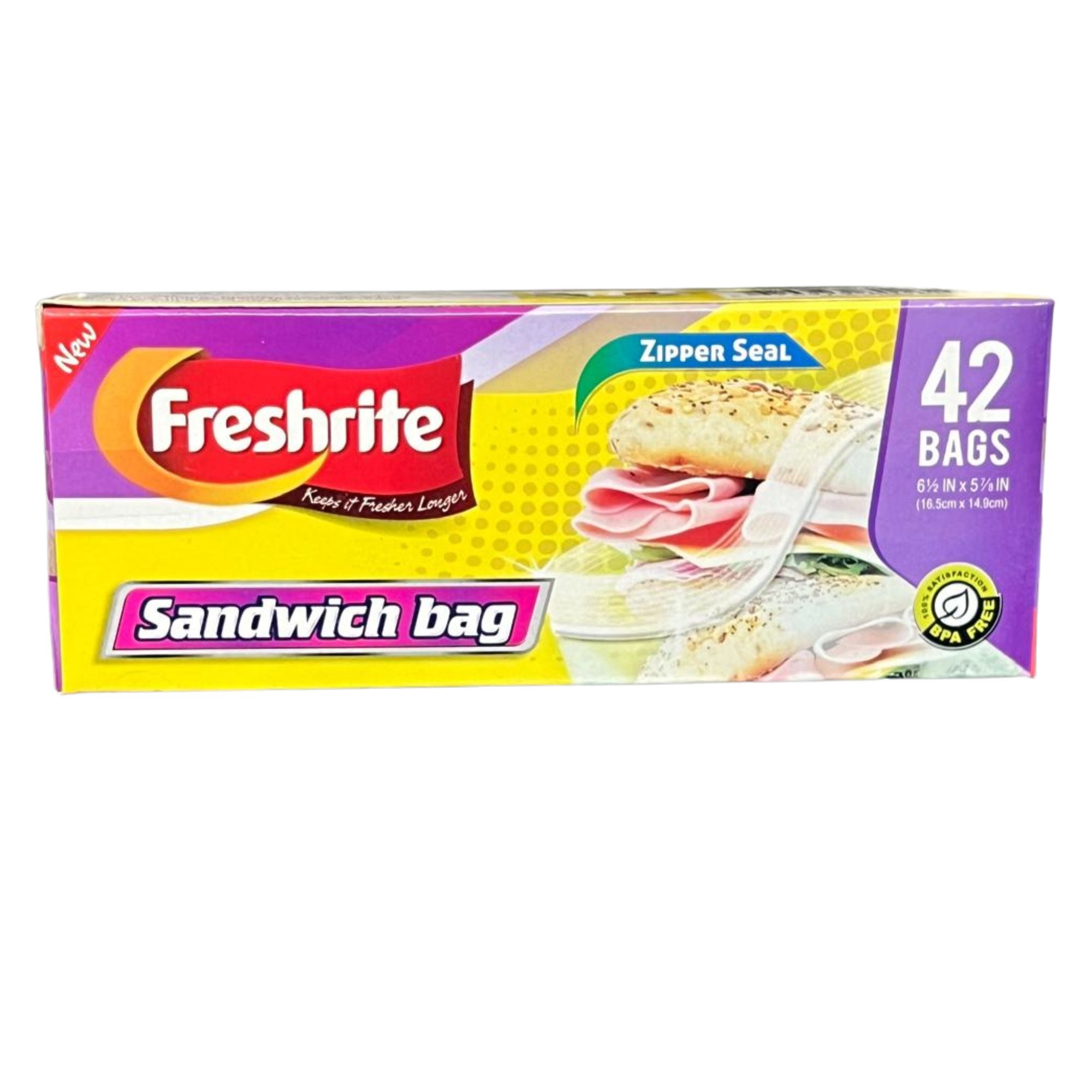 Freshrite Sandwich Bags with Zipper Seal – 42 Count Food Storage Bags main product image