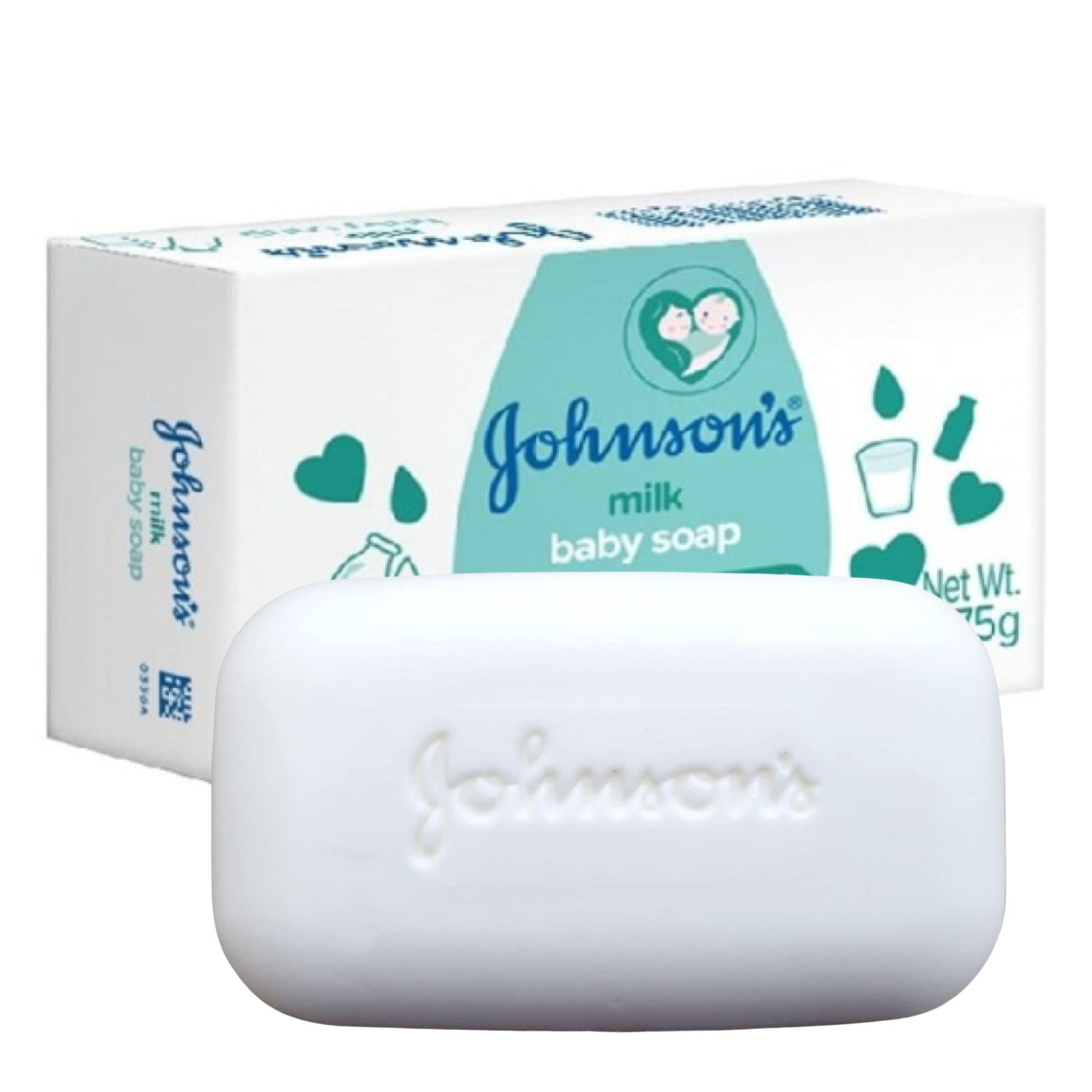 Johnson's baby soap bar with packaging in the background