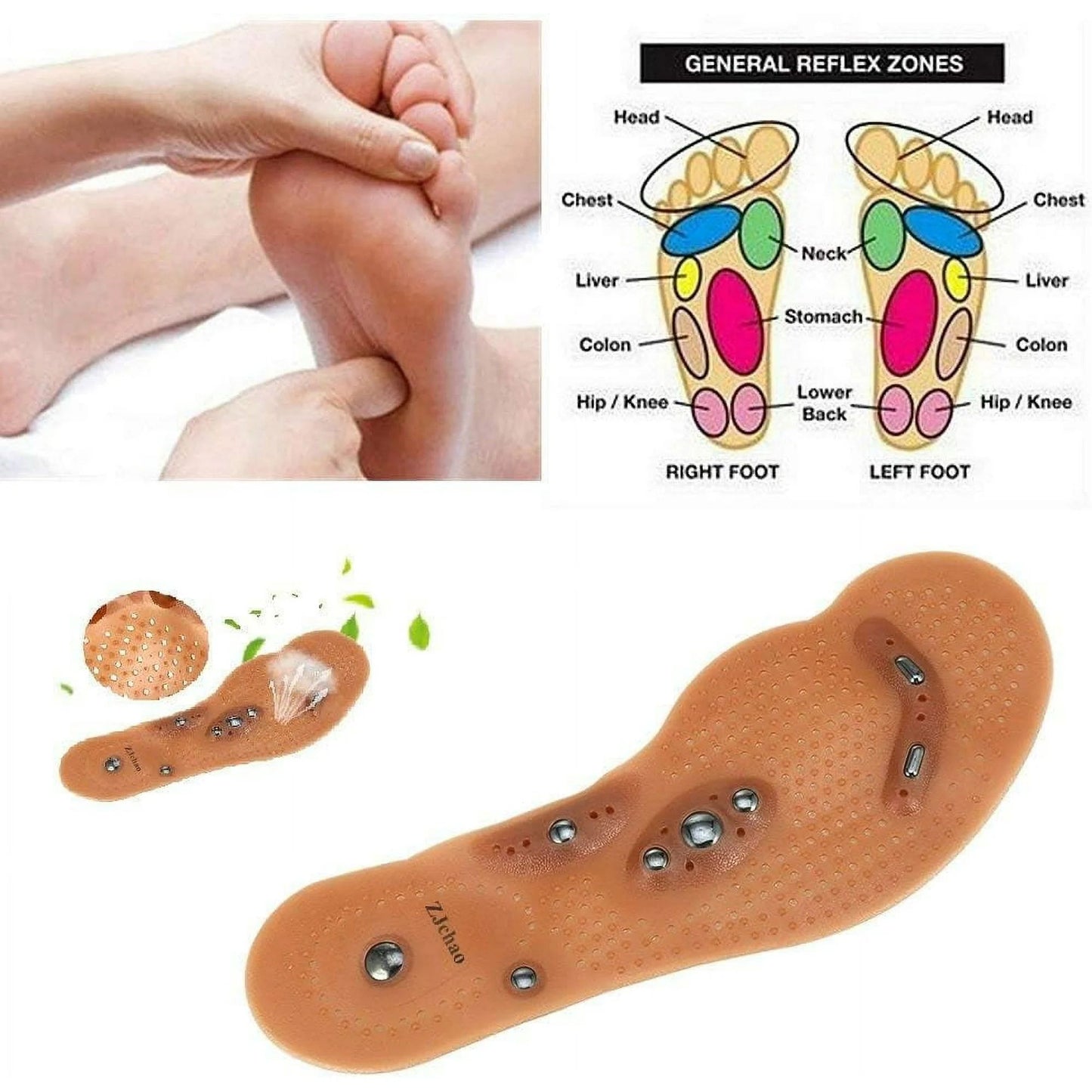 10.5" Magnetic Massage Acupressure Reflexology Foot Therapy Shoe Insoles :1 pair Insoles & Inserts product image 8