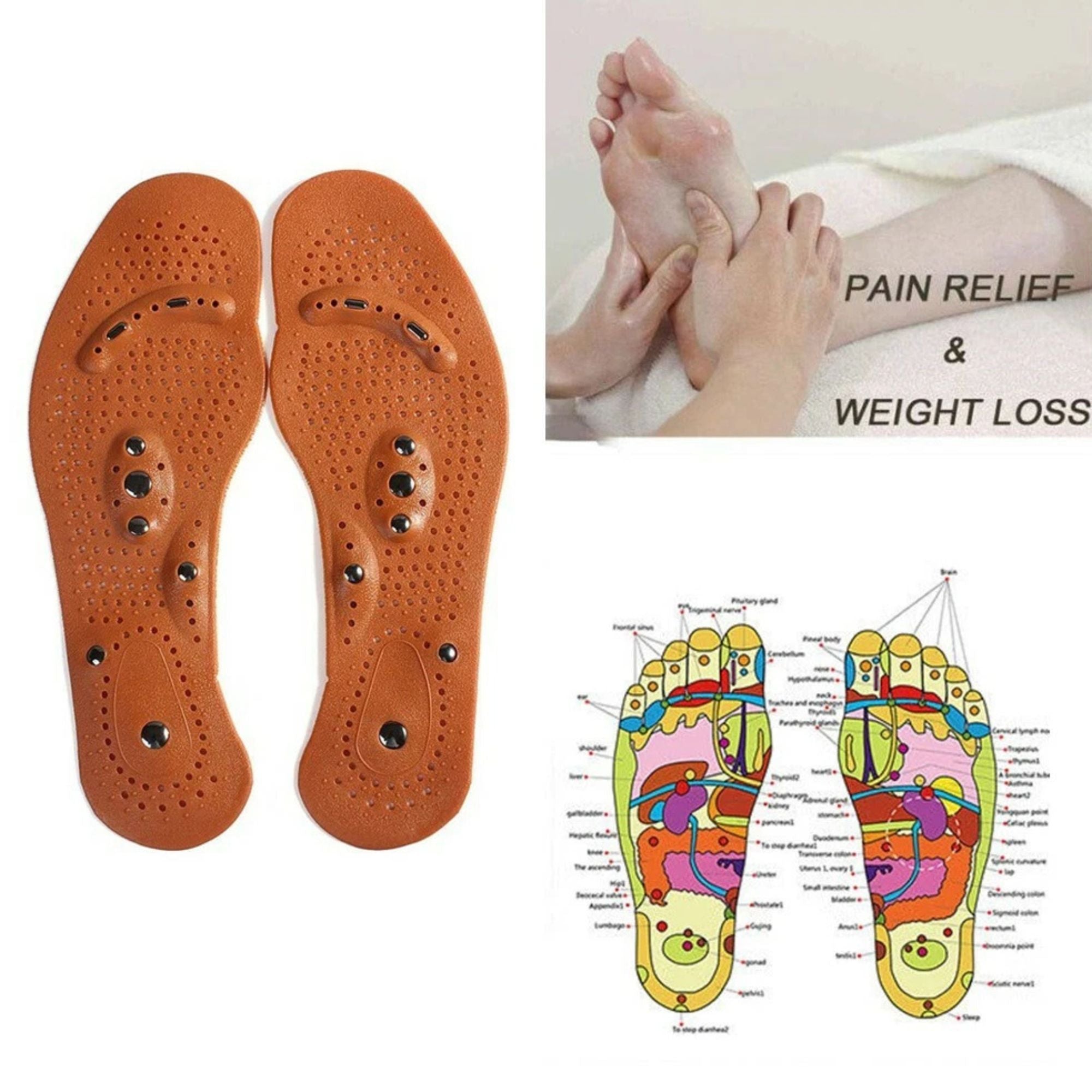 10.5" Magnetic Massage Acupressure Reflexology Foot Therapy Shoe Insoles :1 pair Insoles & Inserts product image 5