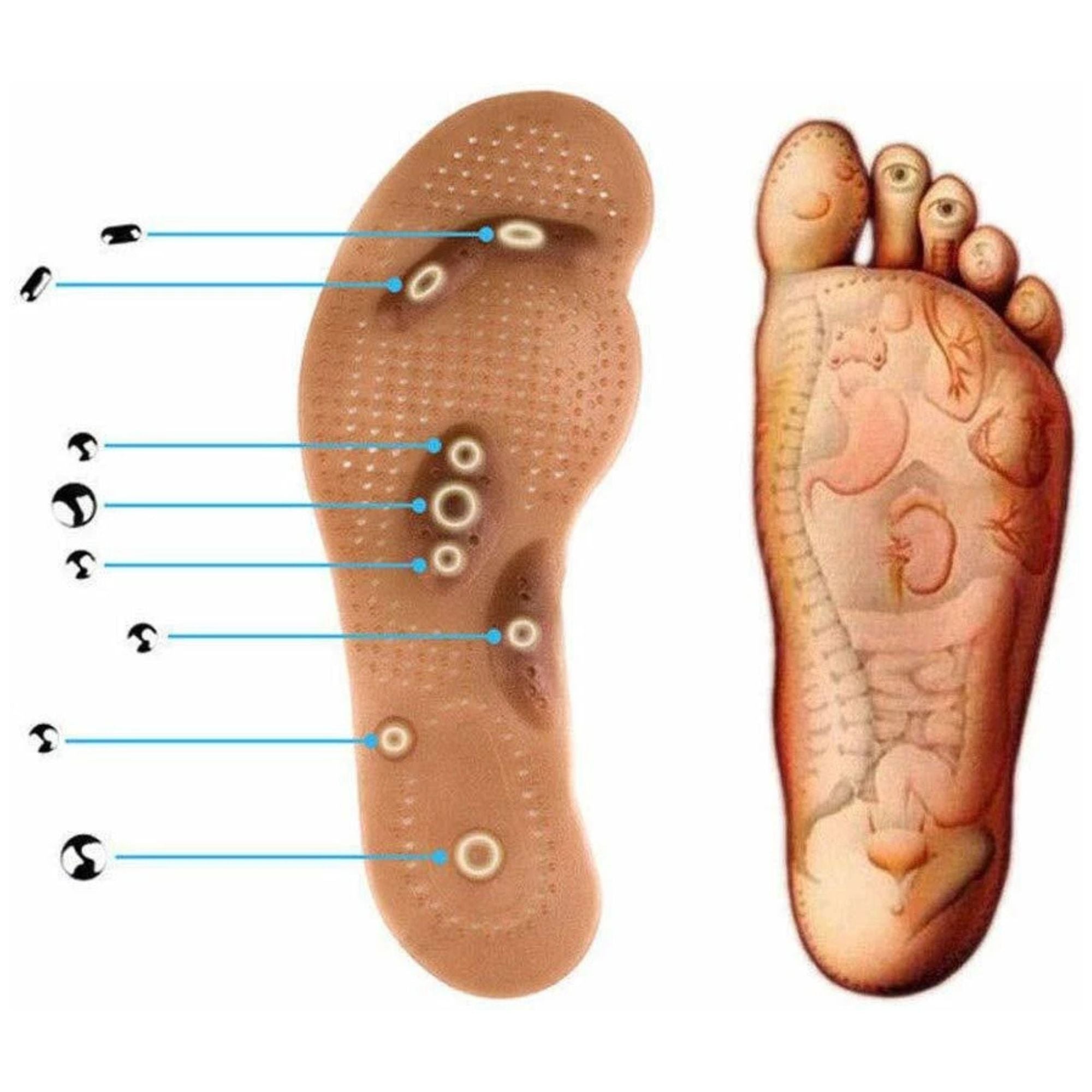 10.5" Magnetic Massage Acupressure Reflexology Foot Therapy Shoe Insoles :1 pair Insoles & Inserts size and feature image