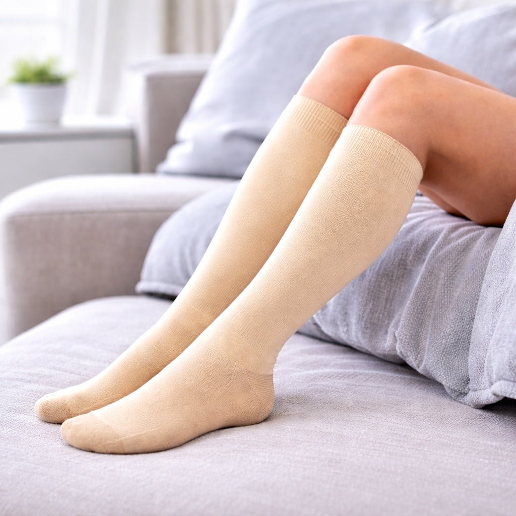 20–30 mmHg Unisex Knee High Compression Socks Skin Beige size and feature image