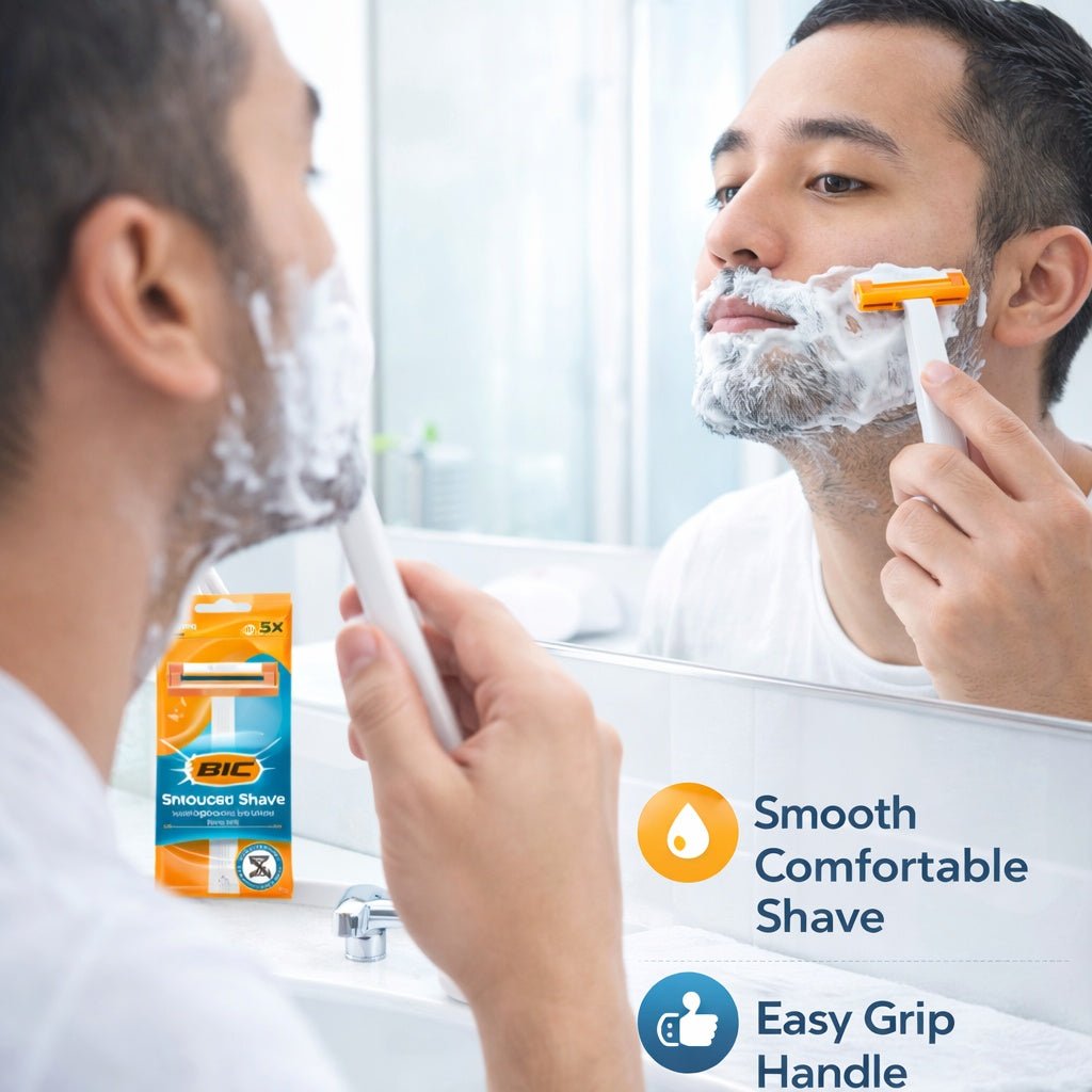 5 Pack BIC Razors Original Smooth Shave Disposable Razors lifestyle use image
