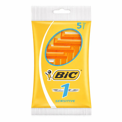 BIC razor blades packaging with yellow background