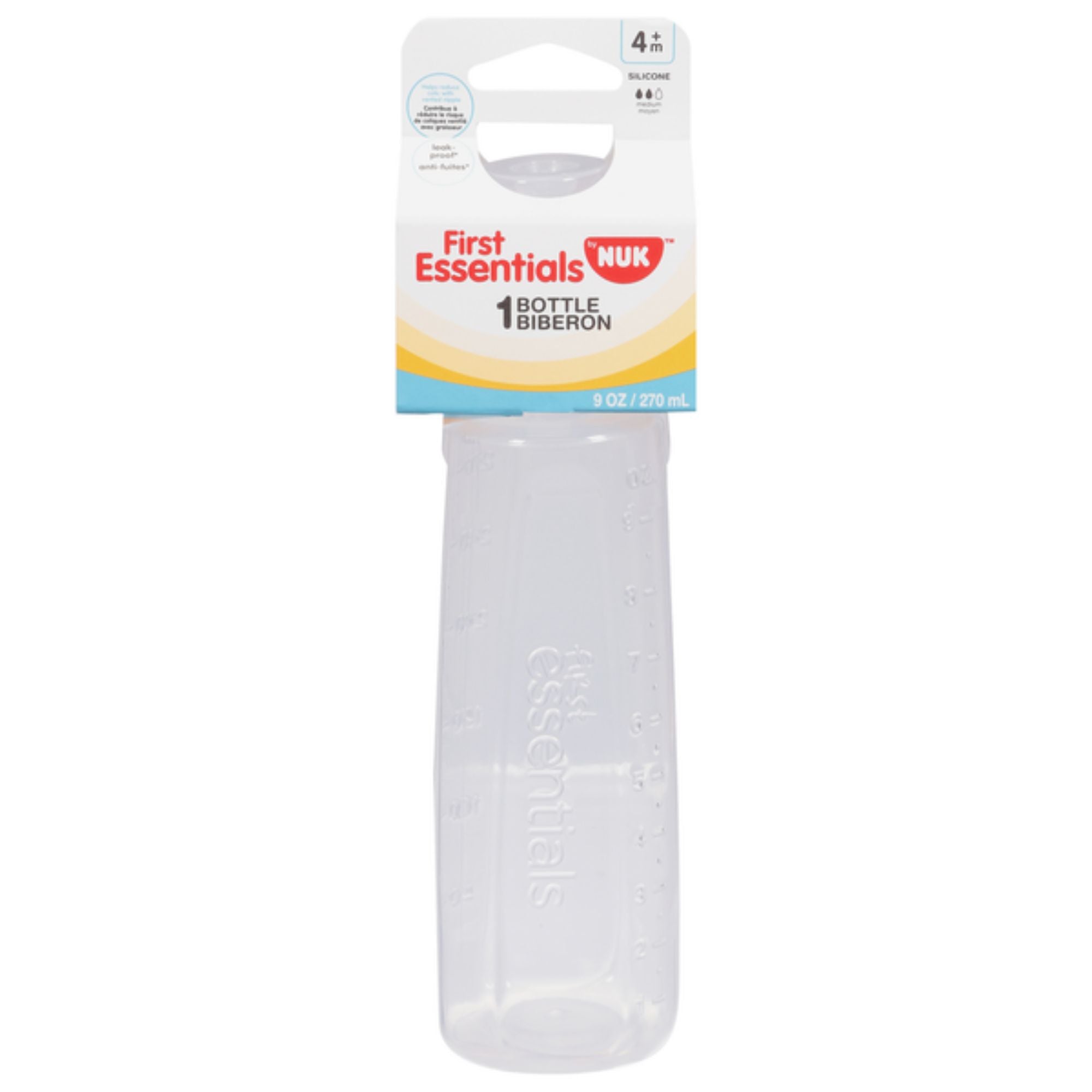 9oz NUK First Essentials Silicone Baby Bottle Medium Flow Durable Toddlers Care main product image