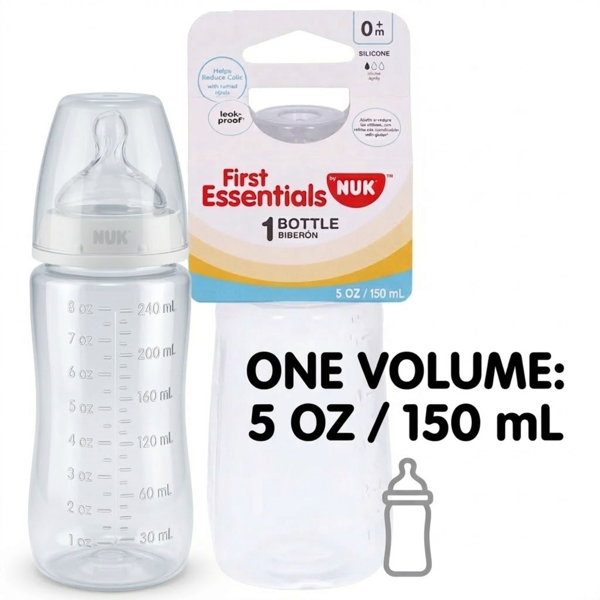 5oz NUK First Essentials Silicone Baby Bottle Slow Flow BPA Free Toddlers Care product detail image