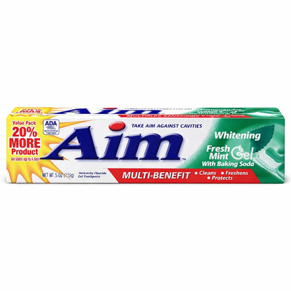 Aim toothpaste tube on a white background