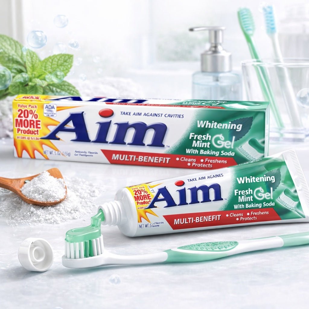 5.5 OZ Aim Whitening Toothpaste with Baking Soda size and feature image