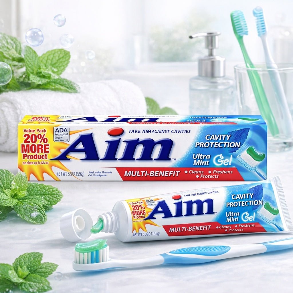 Aim Cavity Protection Anticavity Fluoride Toothpaste, Ultra Mint Gel lifestyle use image