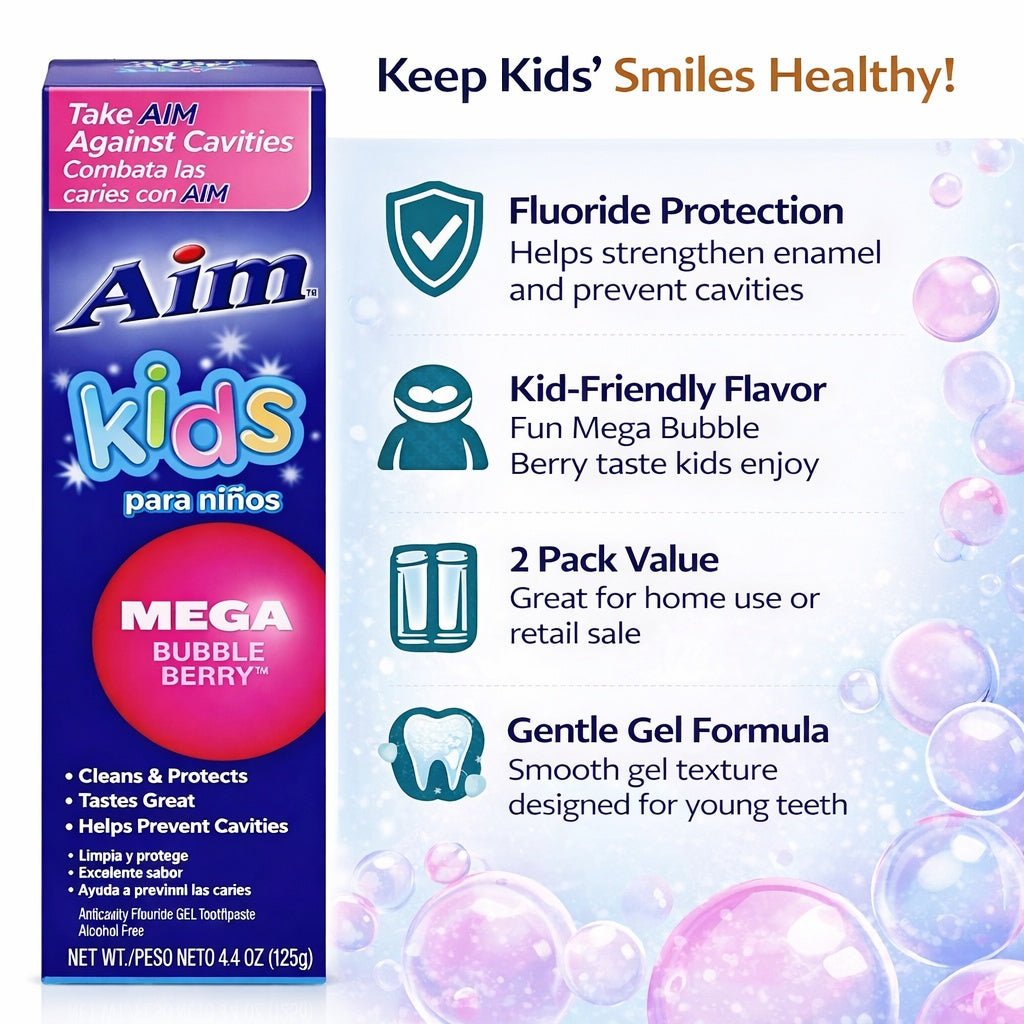 Aim Kids Mega Bubble Berry Anticavity Fluoride Gel Toothpaste 4.4 Ounce Kids Toothpaste product detail image