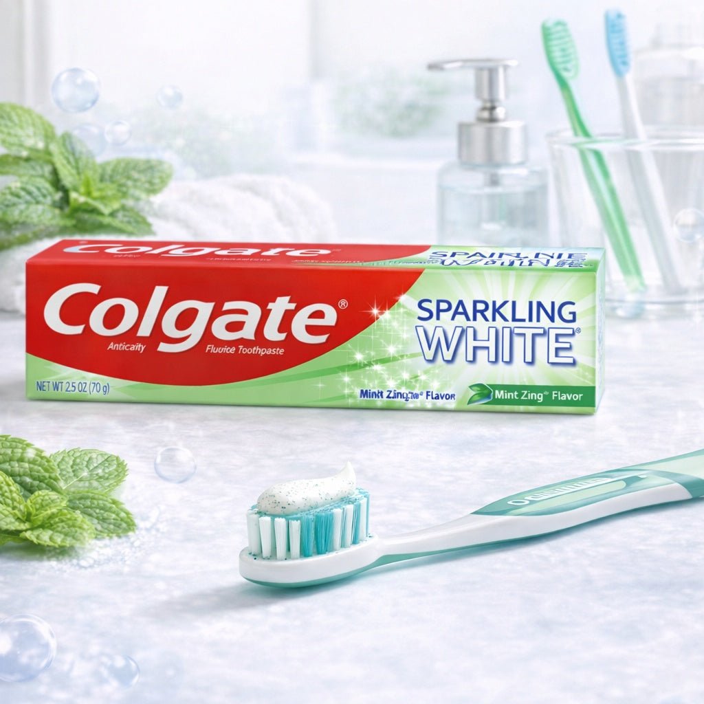 2.5 OZ Colgate Sparkling White Mint Zing Whitening Toothpaste size and feature image