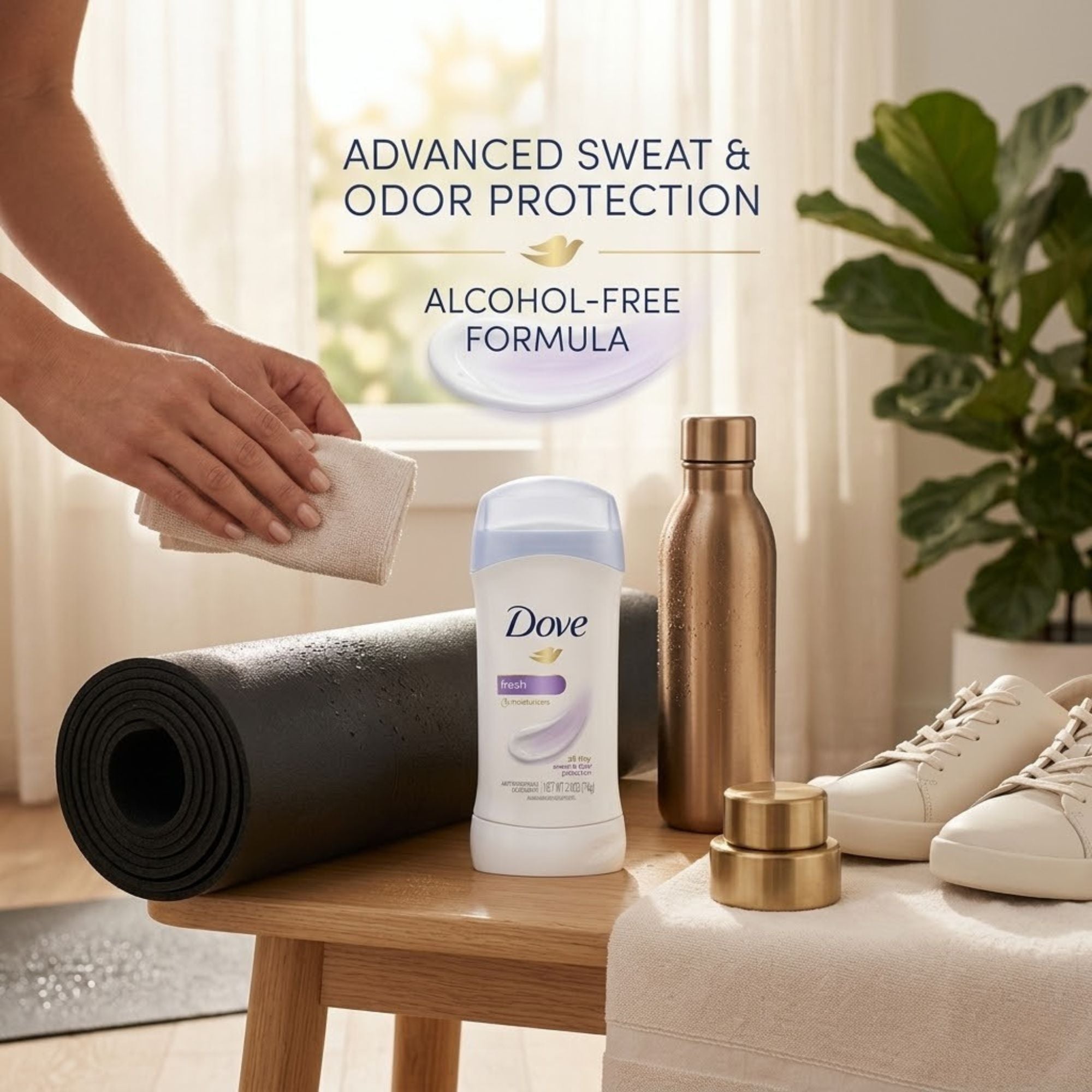 2.6 oz Dove Fresh Deodorant Antiperspirant Stick Sweat & Odor Protection lifestyle use image