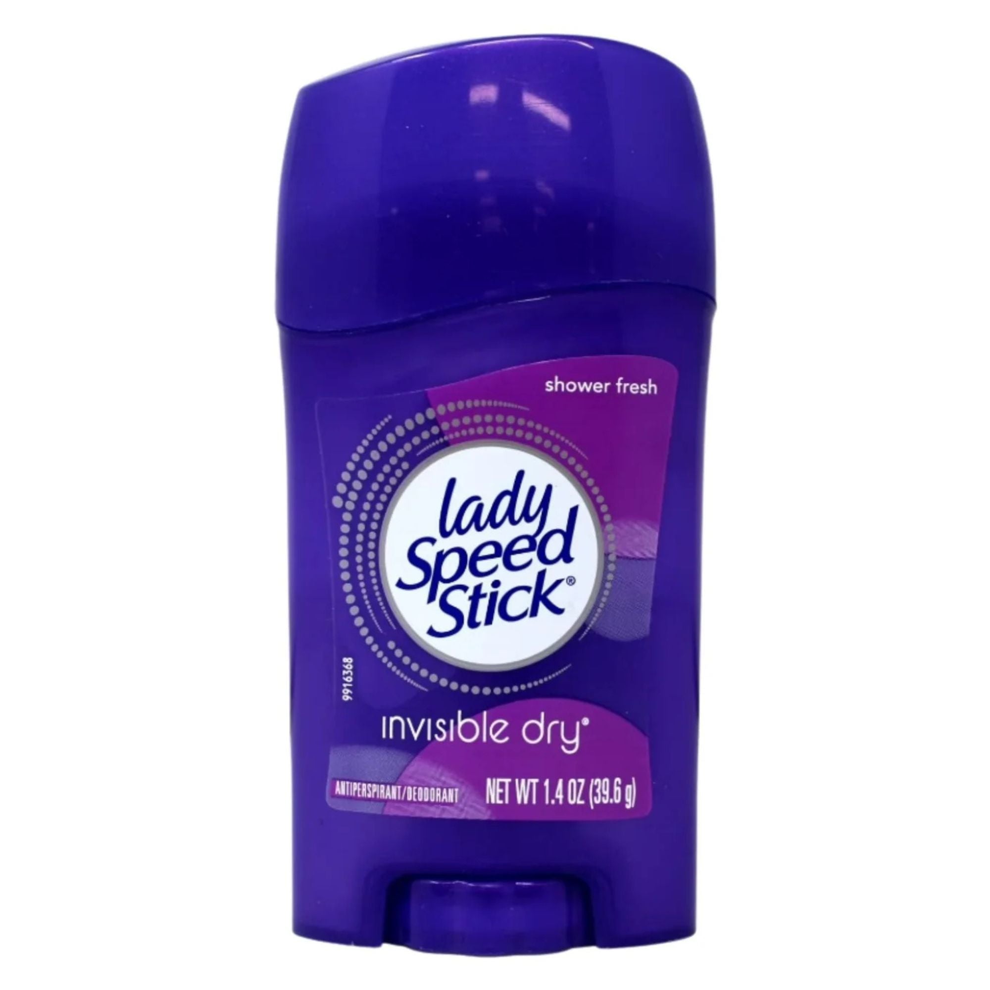 Purple deodorant stick with 'Lady Speed Stick' branding on a white background