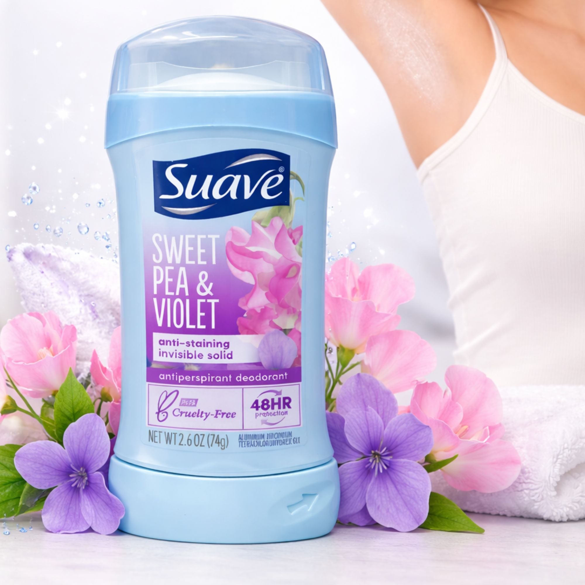 2.4 oz Suave Sweet Pea & Violet Antiperspirant Deodorant Stick Anti Perspirant product detail image