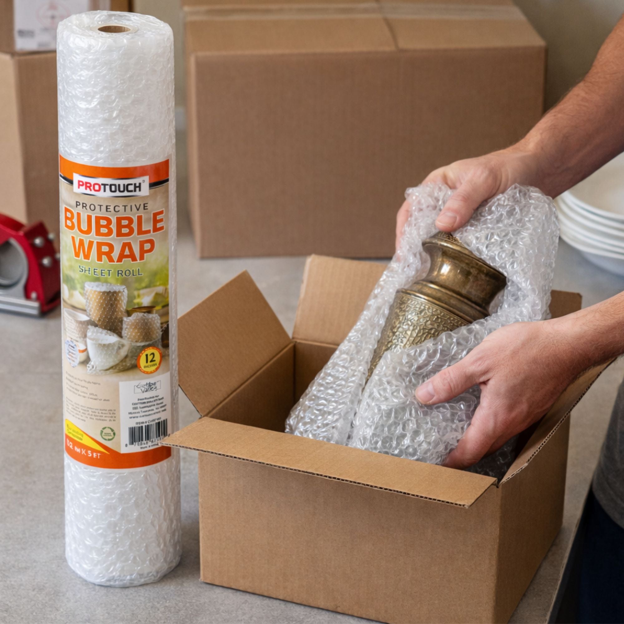 12 in x 5 ft Cushioning Packaging Protective Bubble Wrap Roll lifestyle use image