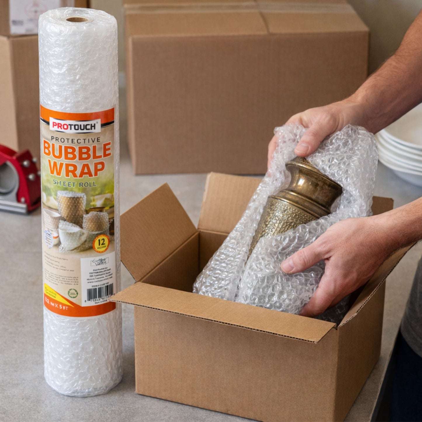 12 in x 5 ft Cushioning Packaging Protective Bubble Wrap Roll lifestyle use image