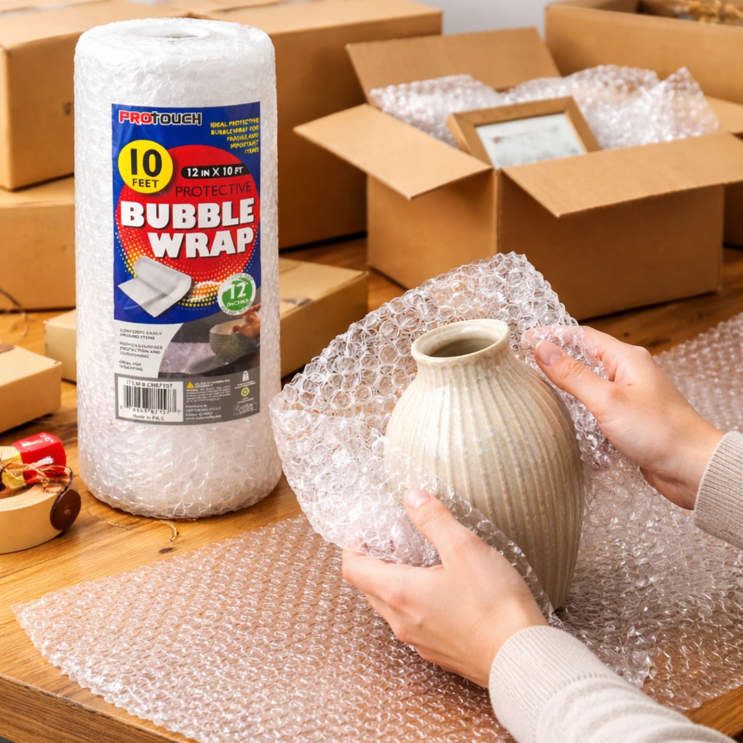 12 in x 10 ft Cushioning Packaging Protective Bubble Wrap Roll size and feature image