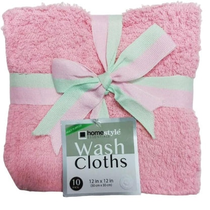 12"X12" Home Style Essential 100% Cotton Assorted Wash Cloths:10 Pcs