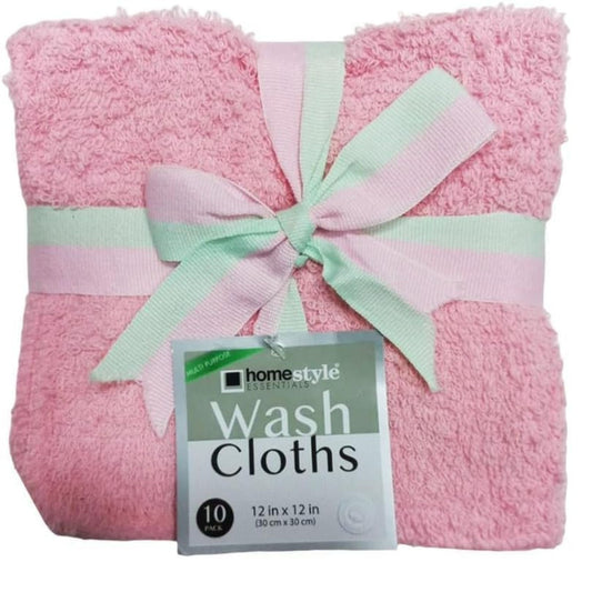 12"X12" Home Style Essential 100% Cotton Assorted Wash Cloths:10 Pcs