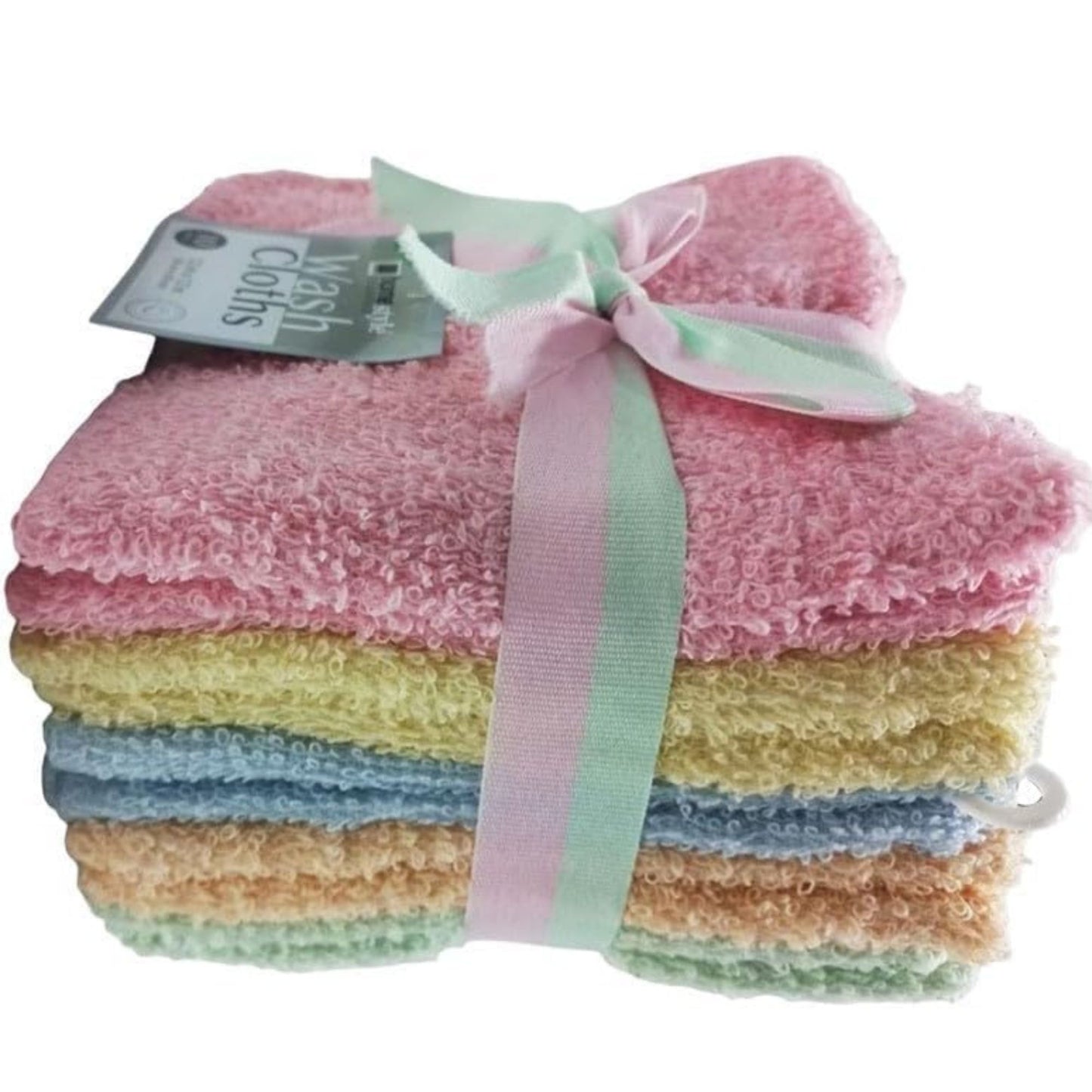 12"X12" Home Style Essential 100% Cotton Assorted Wash Cloths:10 Pcs