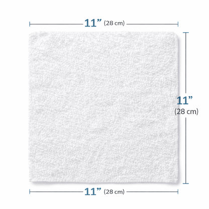 11" X 11" White Wash Cloth 100% Cotton: 8Pcs