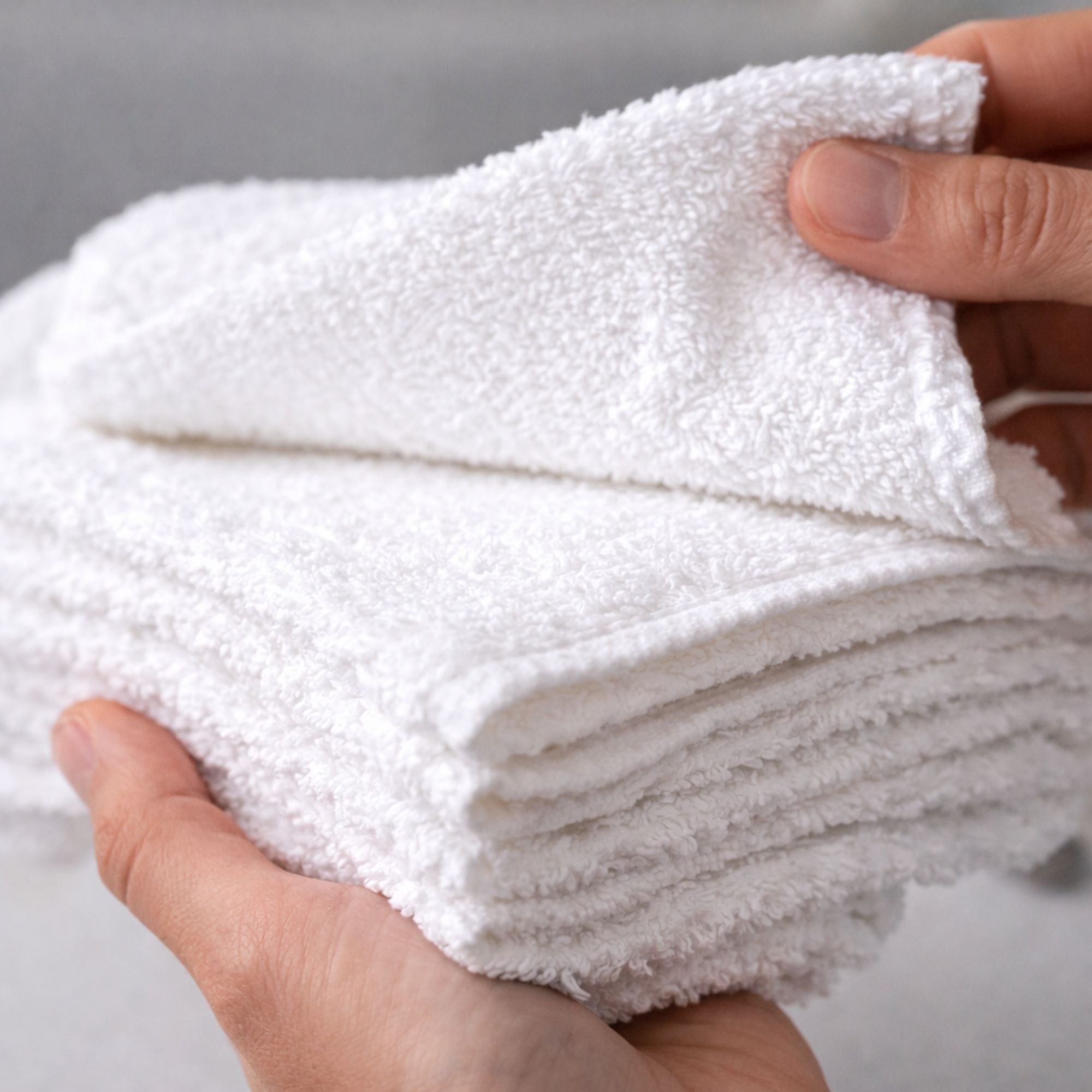12" X 12" White Wash Cloth 100% Cotton: 8Pcs Washcloths lifestyle use image
