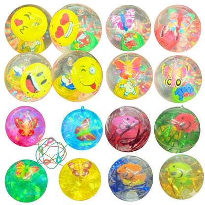 Light Up Bouncy Ball for Kids LED Glitter Emoji Butterfly Toy Random Style