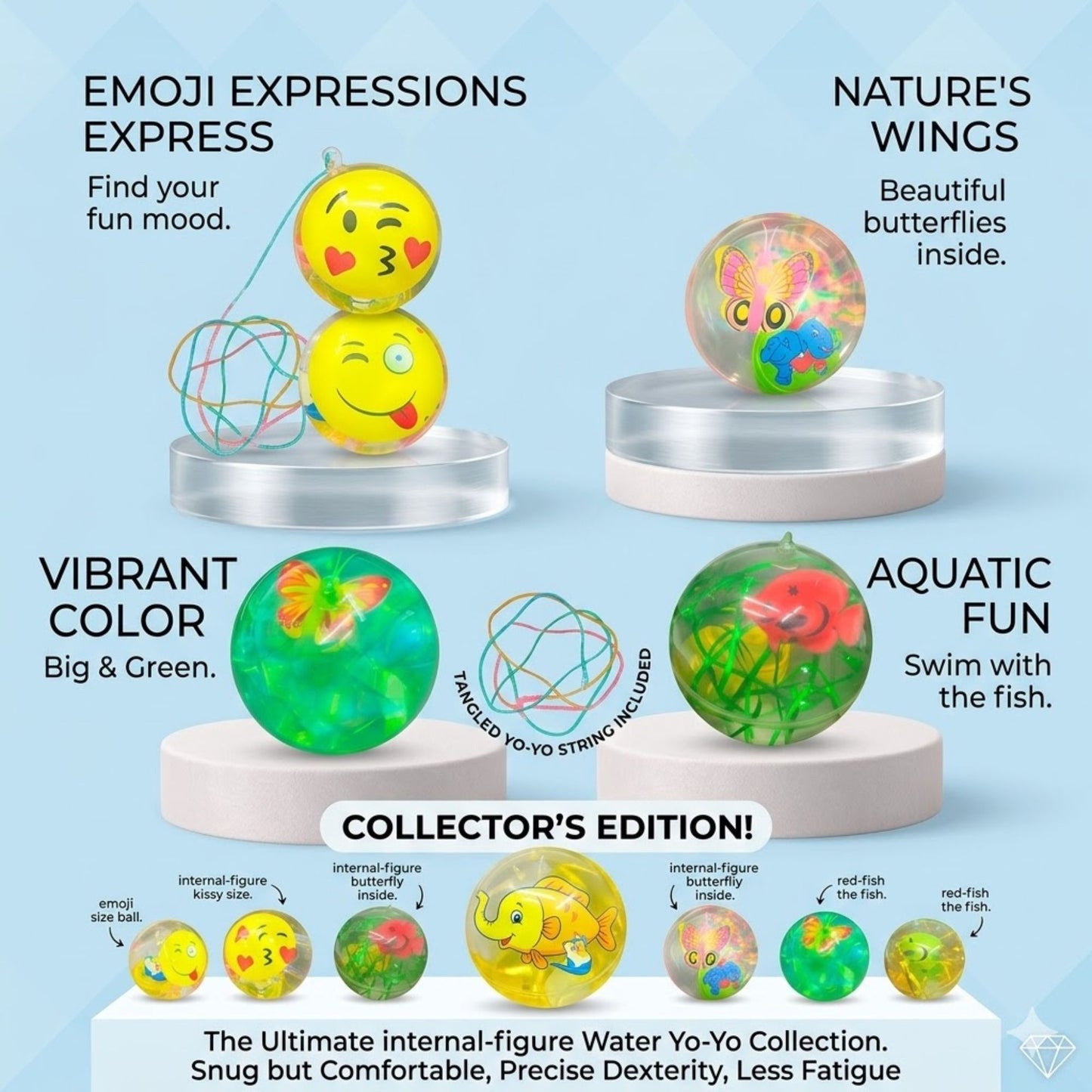 Light Up Bouncy Ball for Kids LED Glitter Emoji Butterfly Toy Random Style