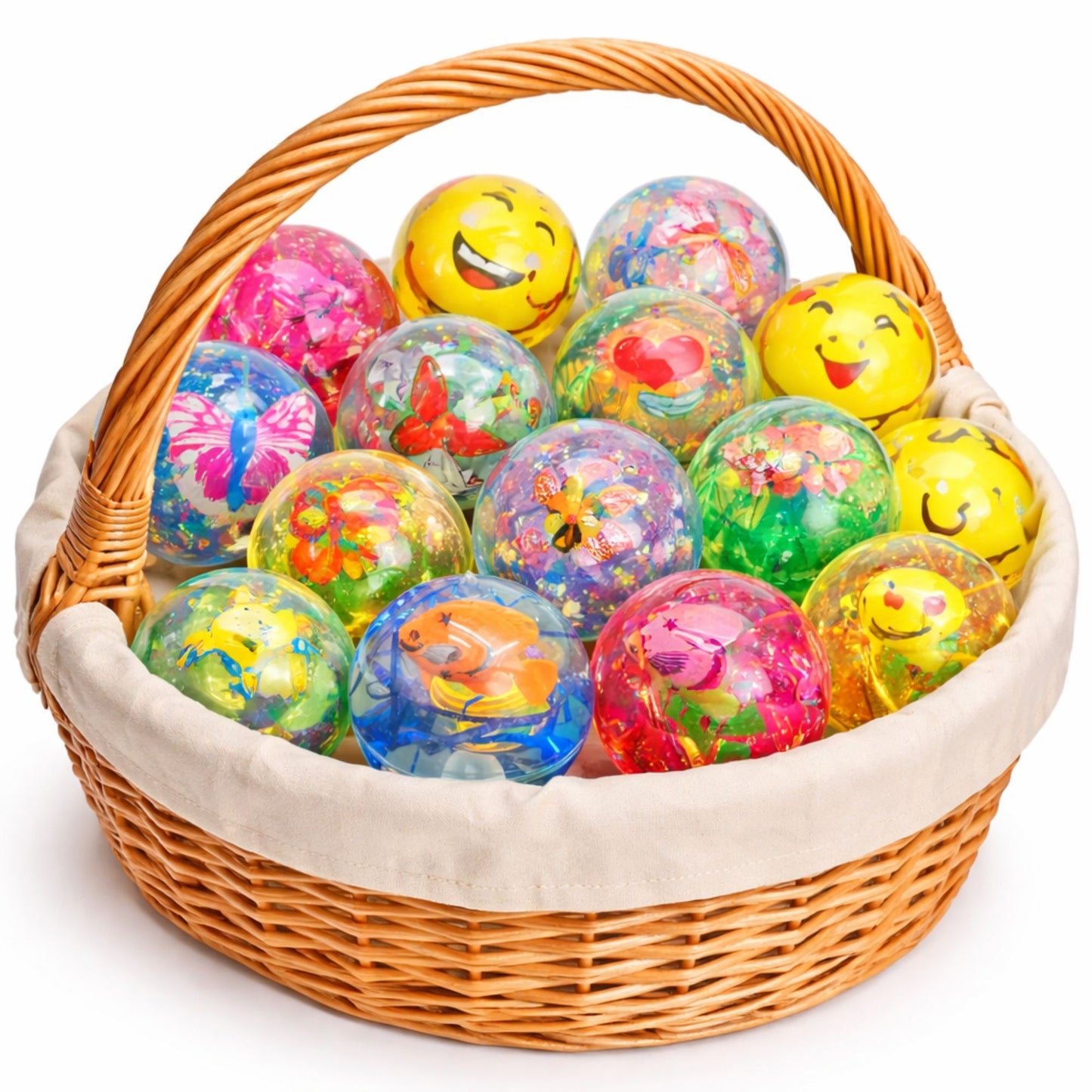 Light Up Bouncy Ball for Kids LED Glitter Emoji Butterfly Toy Random Style