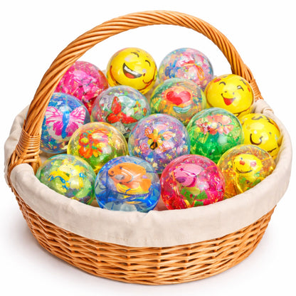 Light Up Bouncy Ball for Kids LED Glitter Emoji Butterfly Toy Random Style