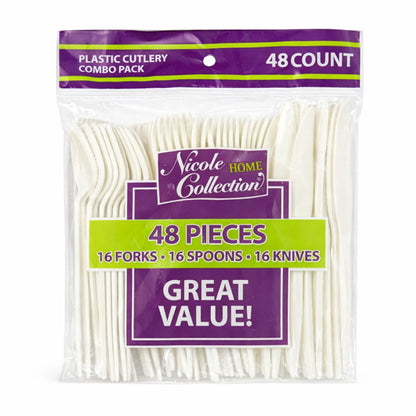 48 Count Plastic Cutlery Set – Forks, Spoons & Knives Disposable Cutlery main product image