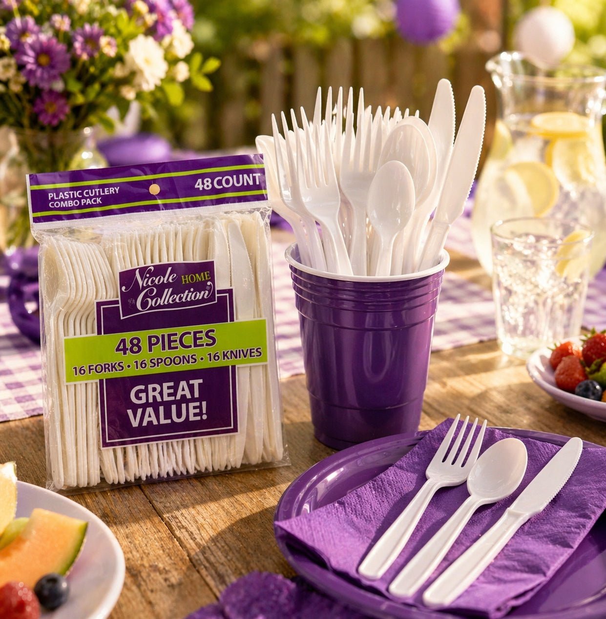 48 Count Plastic Cutlery Set – Forks, Spoons & Knives Disposable Cutlery size and feature image