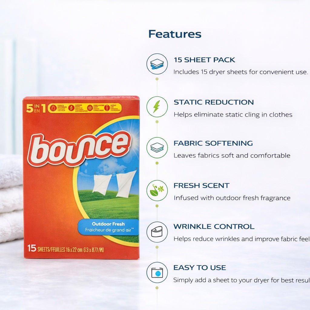 15 Count Bounce Dryer Sheets – Outdoor Fresh Scent product detail image