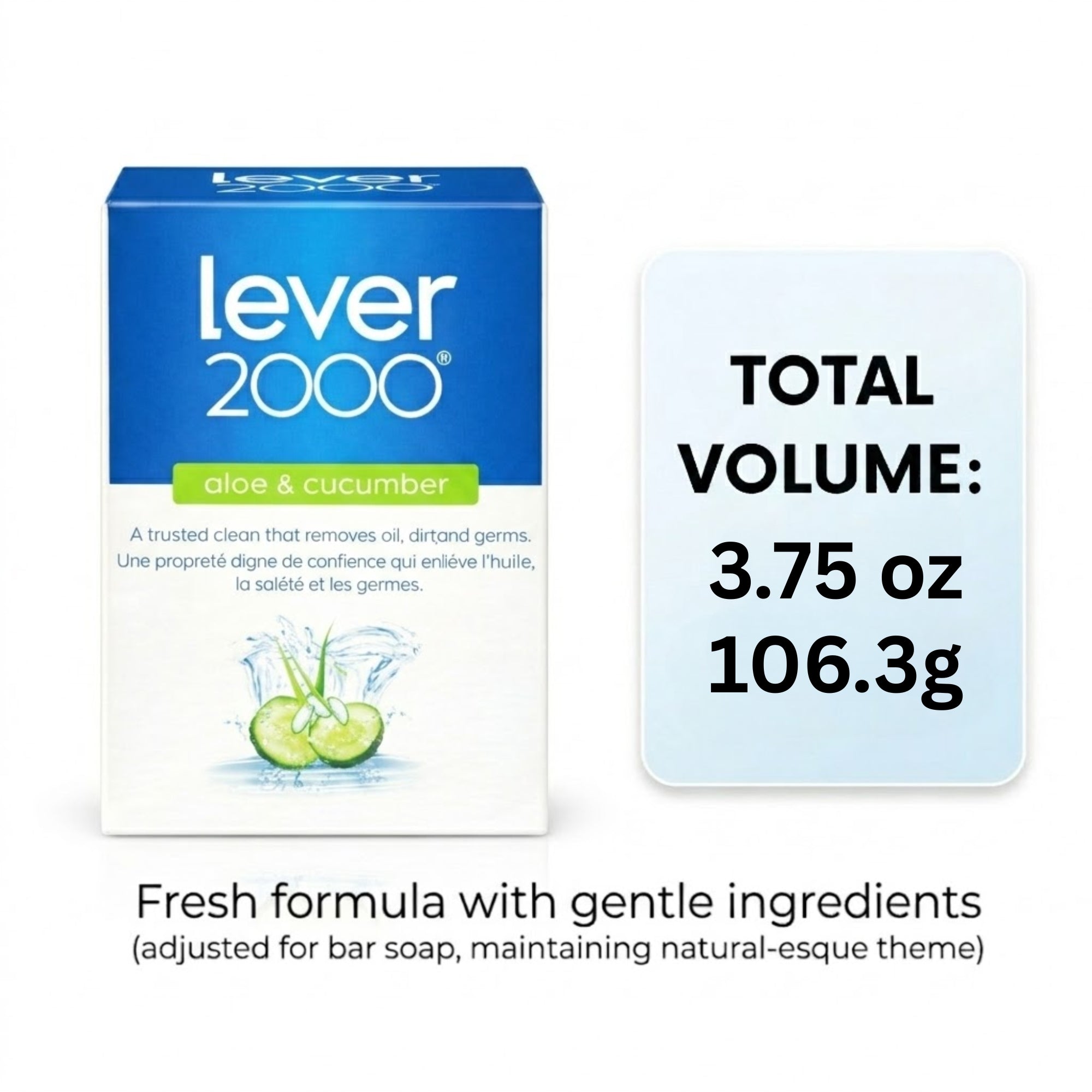 3.75 oz Lever 2000 Aloe & Cucumber Refreshing Bar Soap Bath Soap product detail image