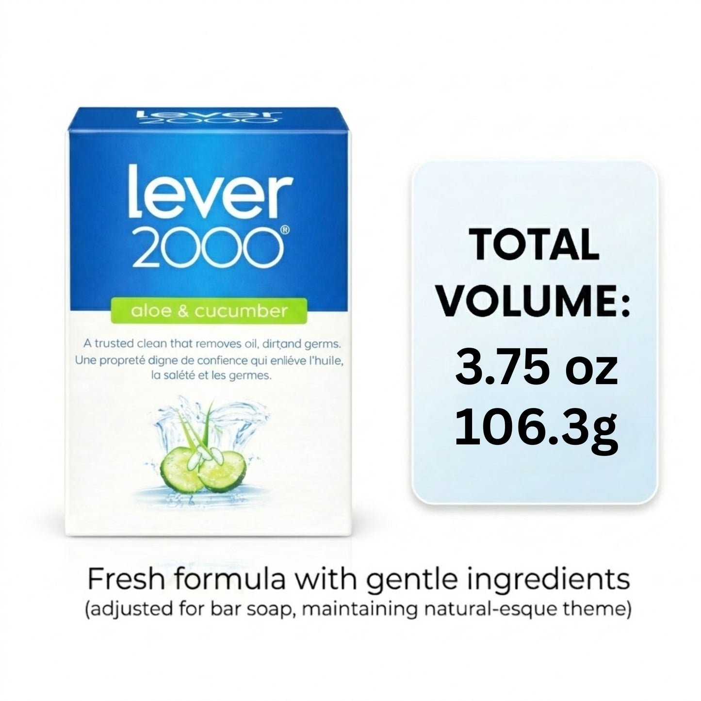 3.75 oz Lever 2000 Aloe & Cucumber Refreshing Bar Soap Bath Soap product detail image