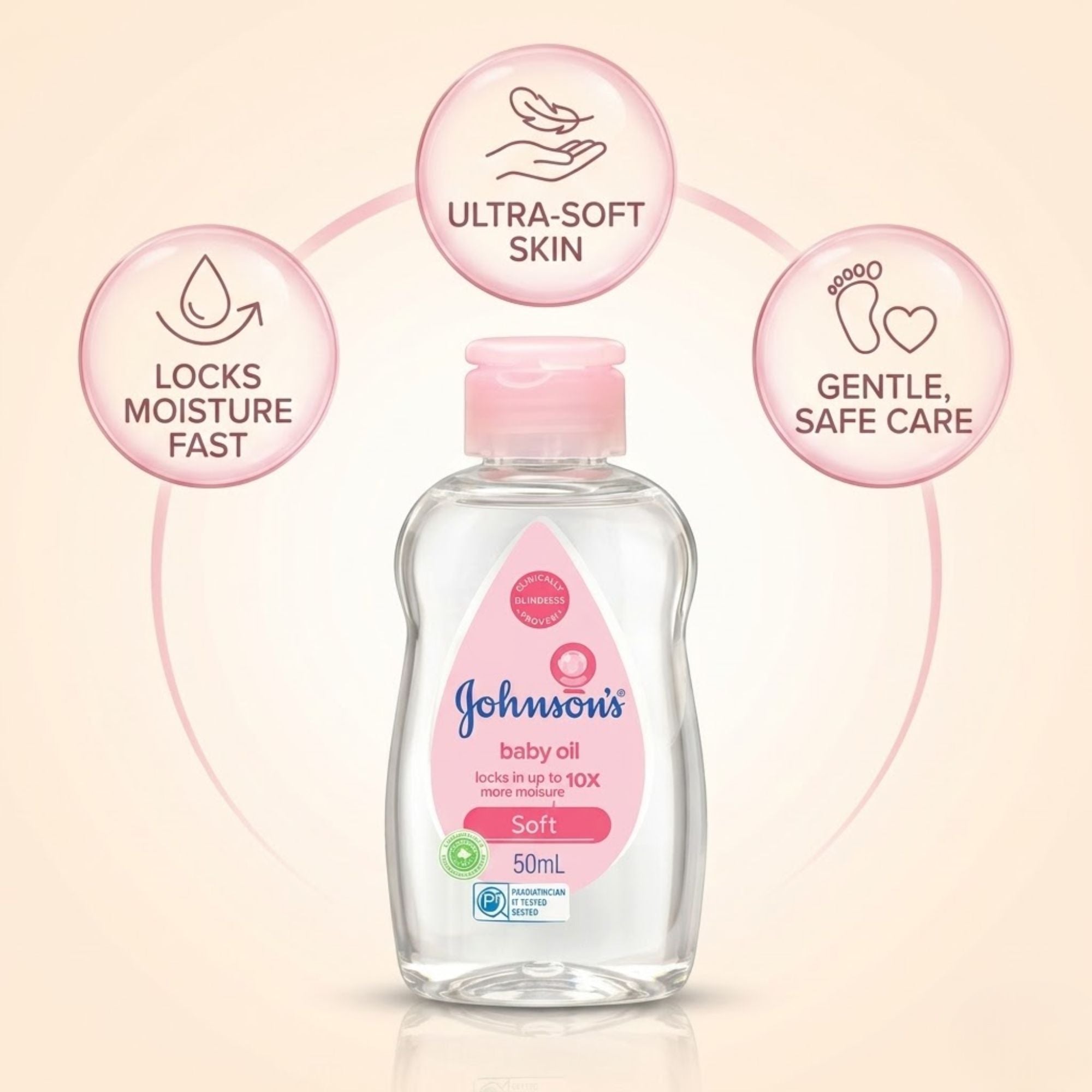50mL Johnson's Baby Oil Gentle Skin Moisturizer Baby Oil Johnson's Baby Oil product detail image