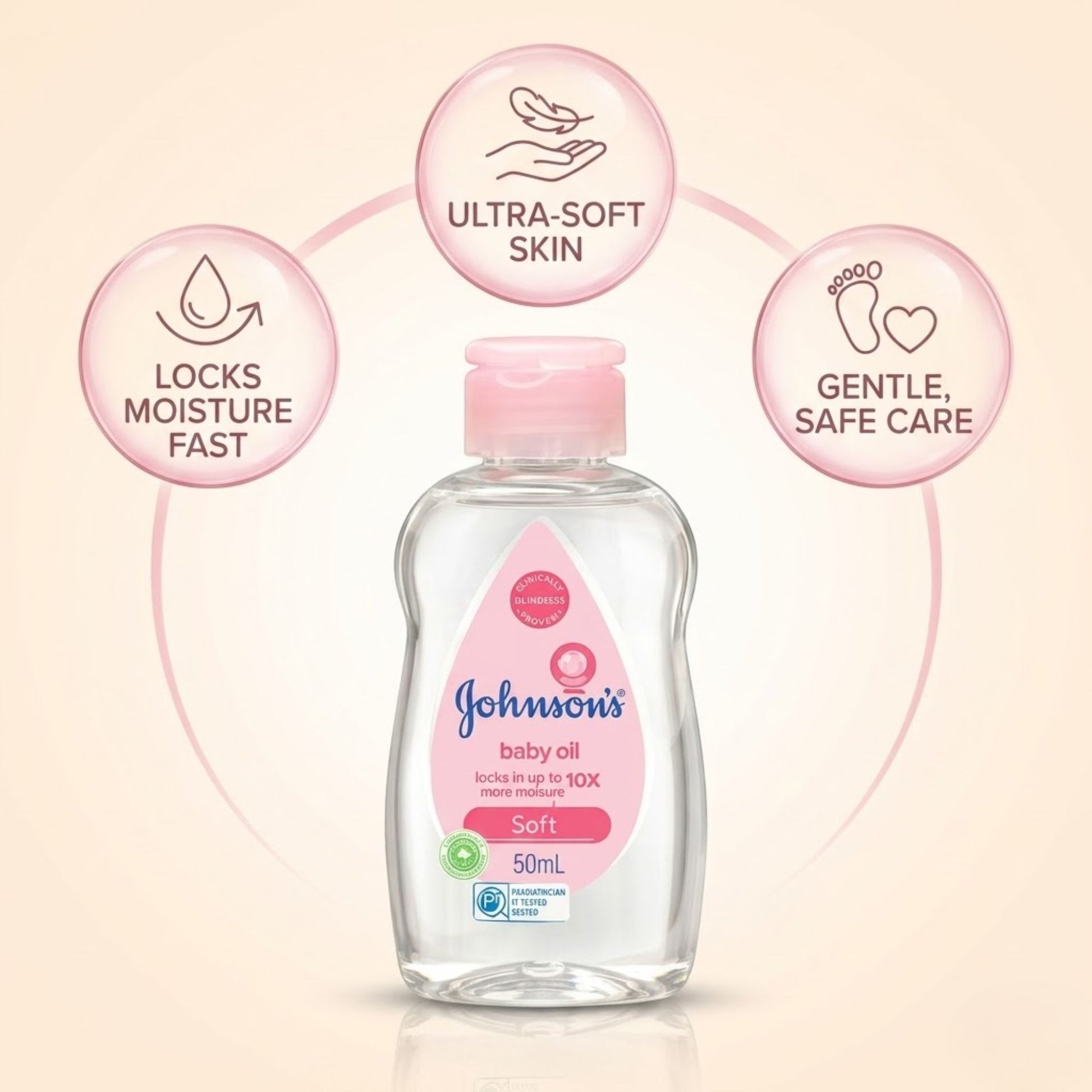 50mL Johnson's Baby Oil Gentle Skin Moisturizer Baby Oil Johnson's Baby Oil product detail image