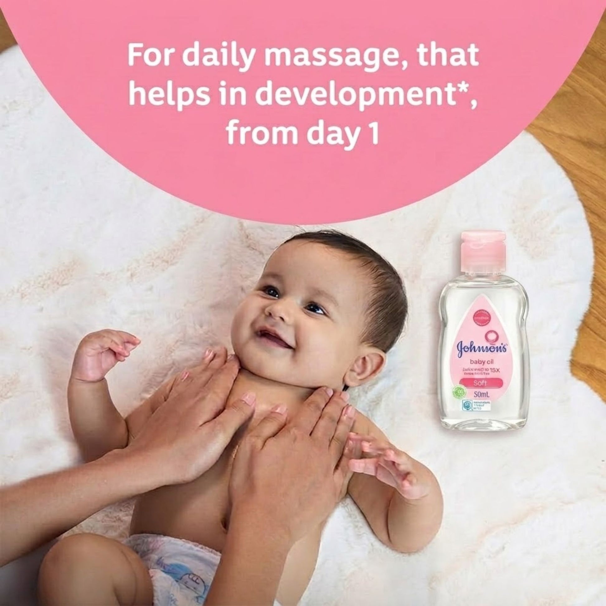 50mL Johnson's Baby Oil Gentle Skin Moisturizer Baby Oil Johnson's Baby Oil size and feature image