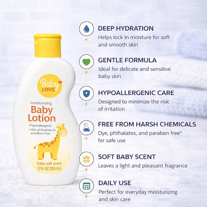 12 fl oz Baby Love Moisturizing Baby Lotion – Soft Scent product detail image