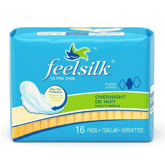 16 Count Feelsilk Overnight Ultra Thin Pads with Flexi Wings