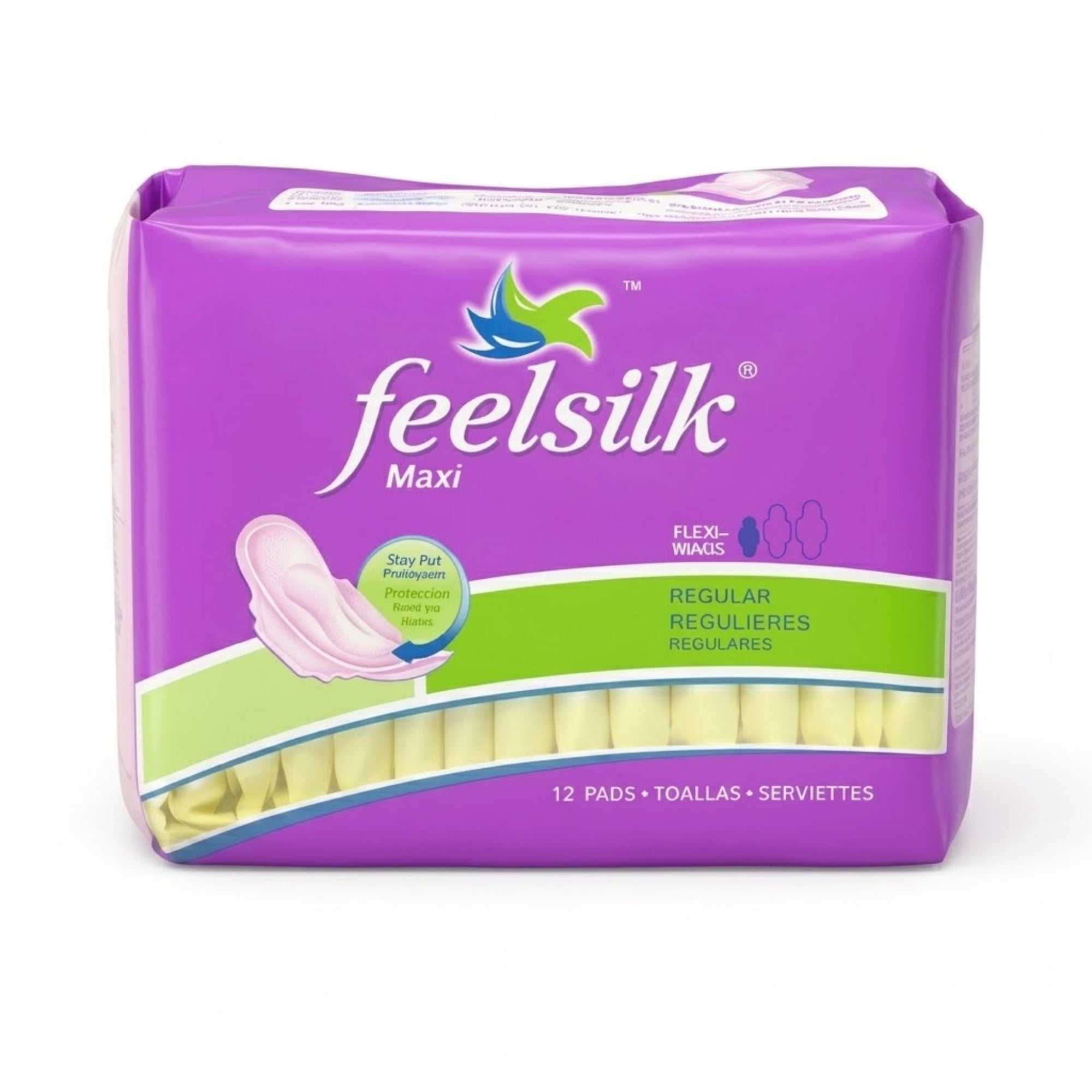 12 Count Feelsilk Maxi Pads Regular Flow With Wings Hygiene main product image