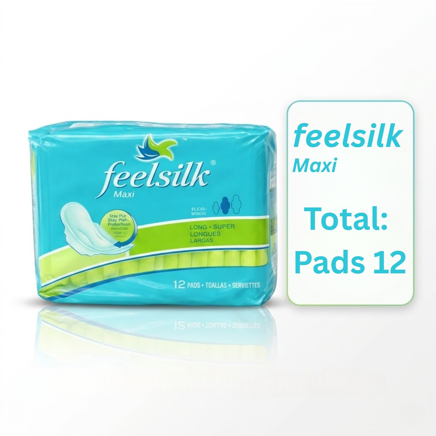 12 Count Feelsilk Maxi Pads with Flexi Wings Super Long Absorbency Hygiene product detail image