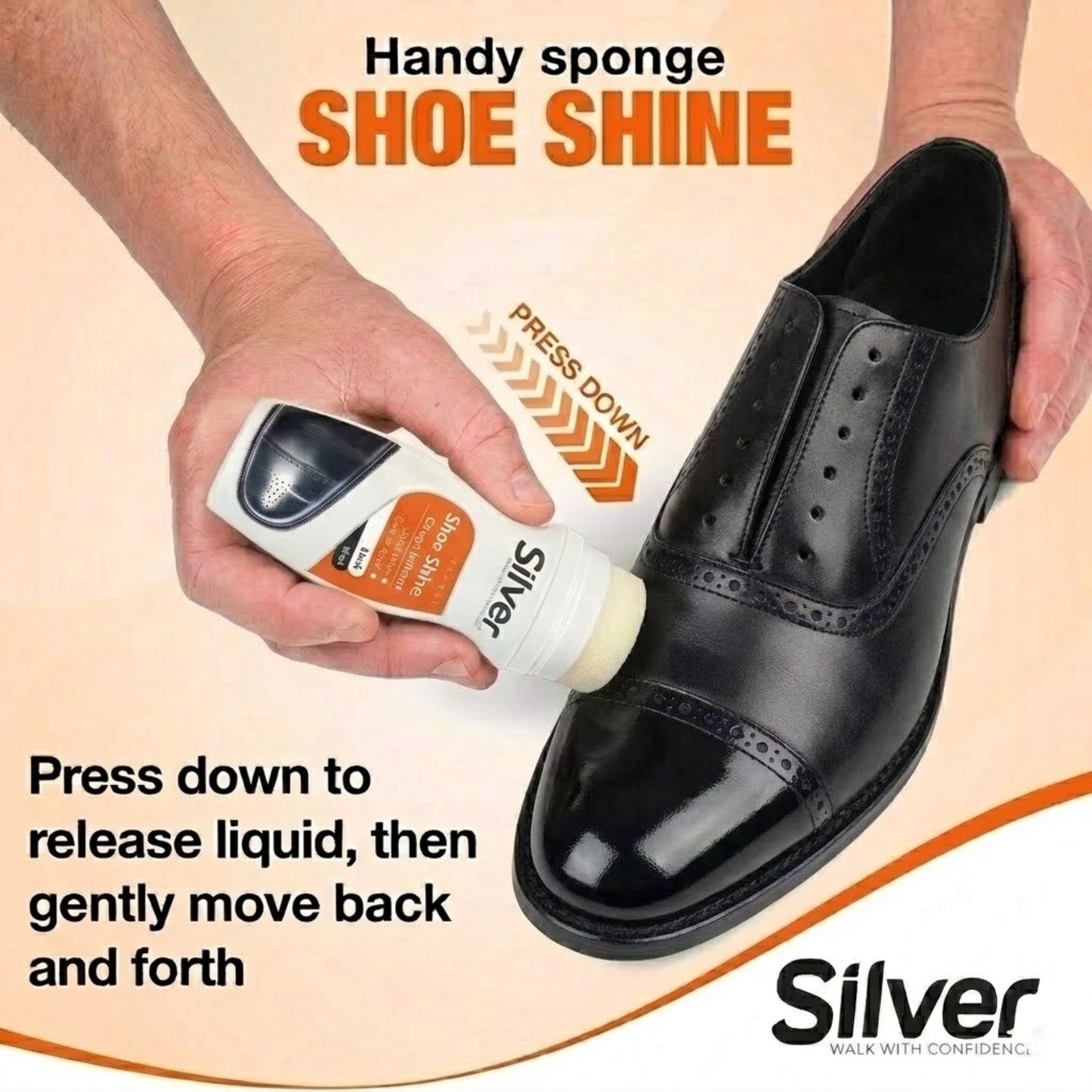 Silver Express Black Shoe Care Liquid Polish 75mL Deep Shine Finish