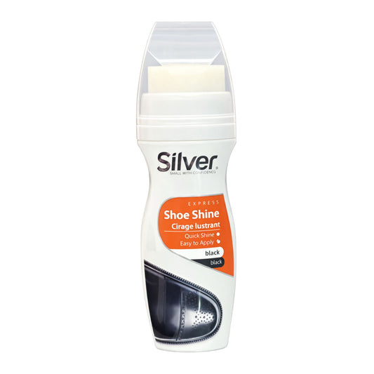 Silver Express Black Liquid Shoe Polish 75mL Instant Shine & Care