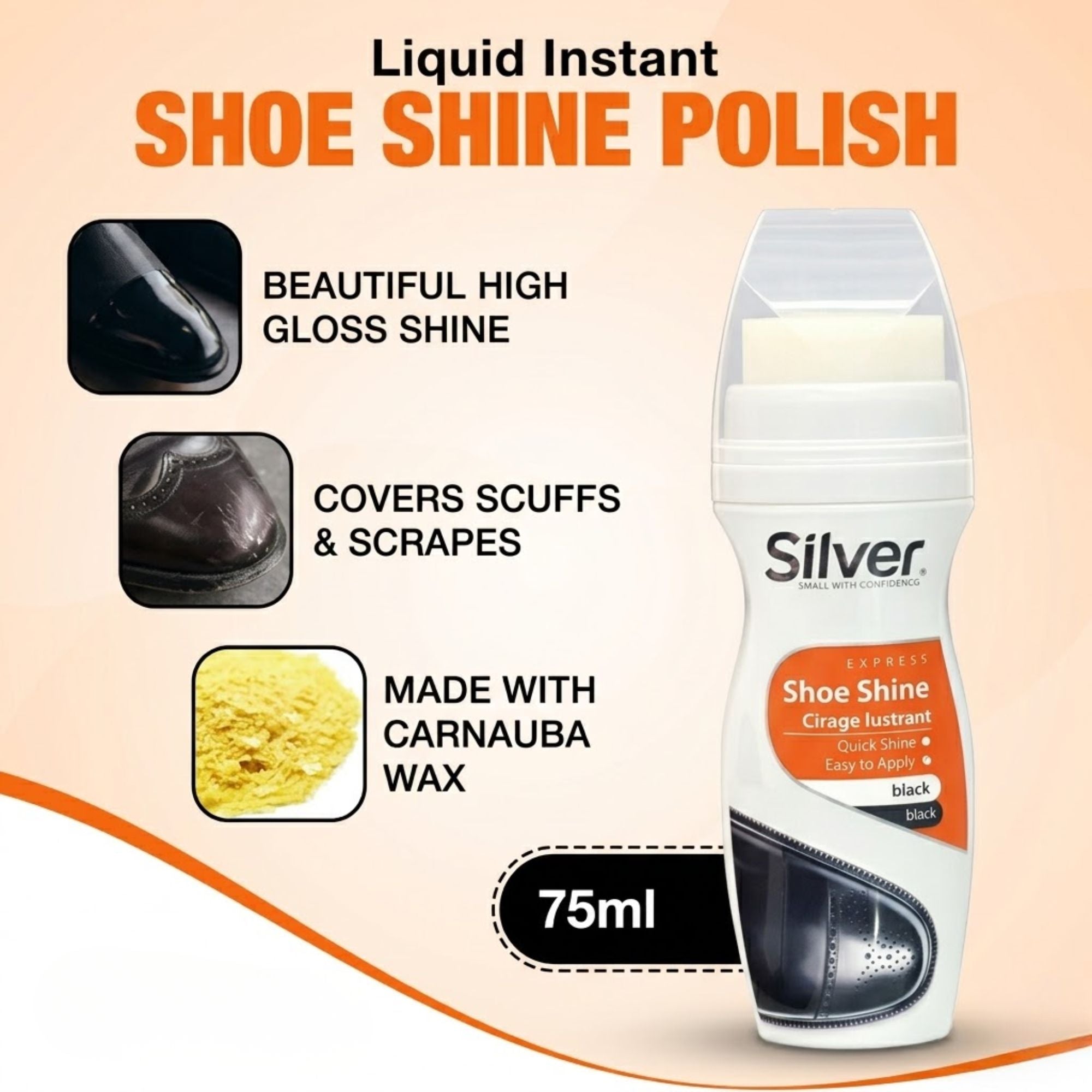 75 mL Silver Express Black Liquid Shoe Polish Instant Shine Foot Accessories product detail image
