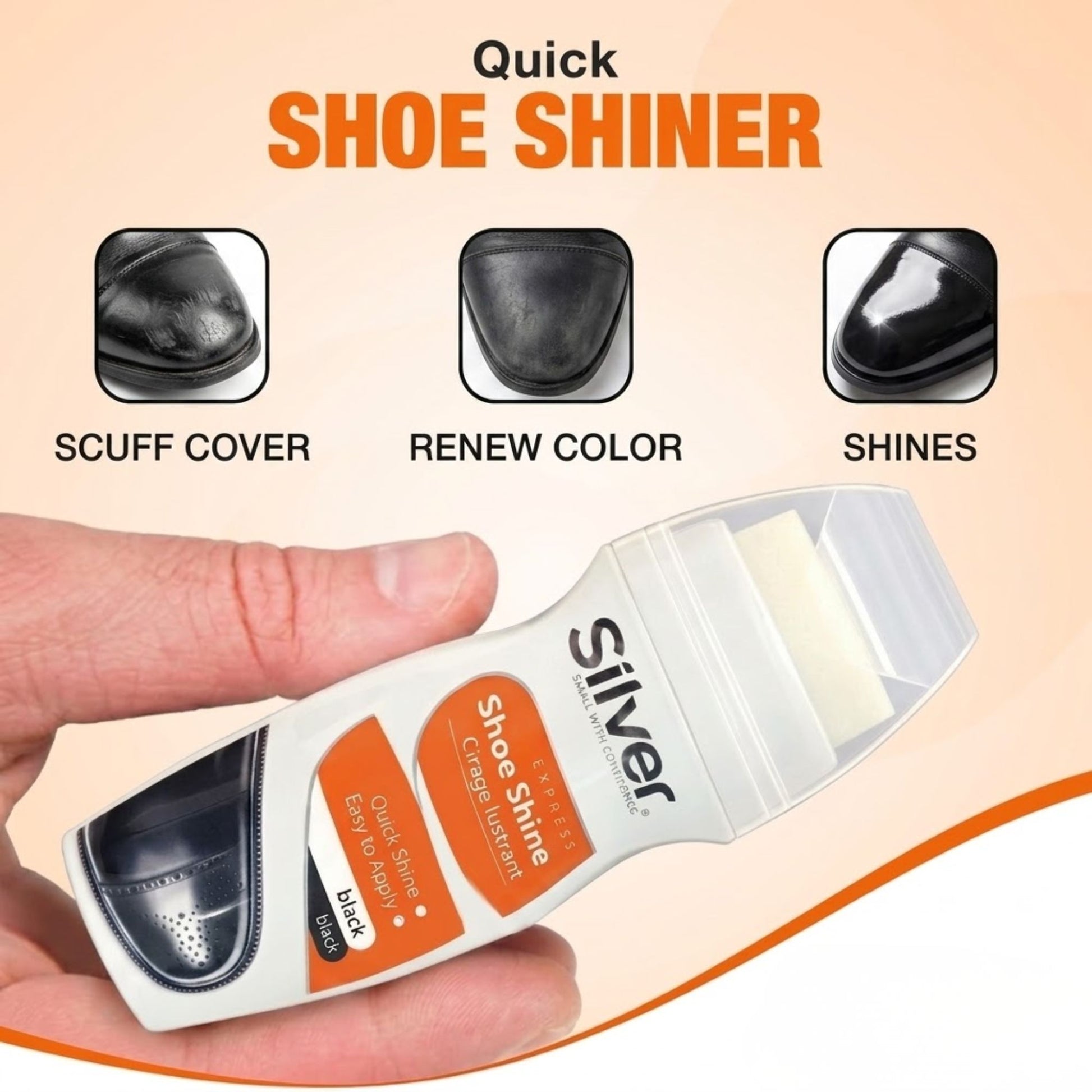 Silver Express Premium Black Shoe Shine Liquid 75mL Easy Apply Care