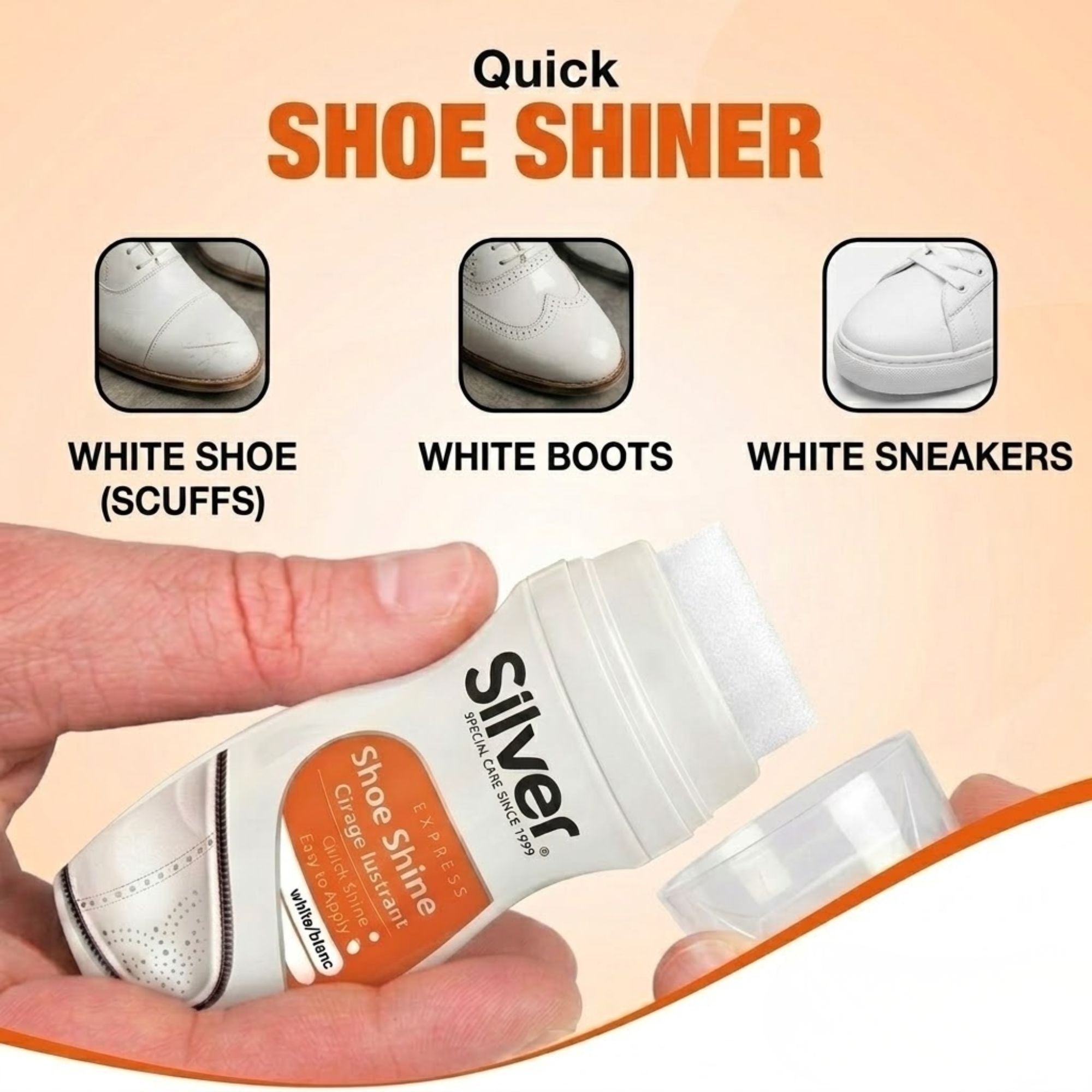 75 mL Silver Express White Liquid Shoe Polish Instant Shine Foot Accessories size and feature image
